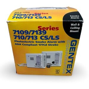 Gentex 7109LS Photoelectric Smoke Alarm with 177Cd Strobe 120VAC 9VDC Wall Mount